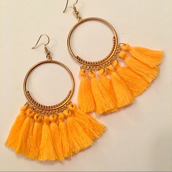 “Sofía” Tassel Orange Earrings-Drop - Picture 2 of 3